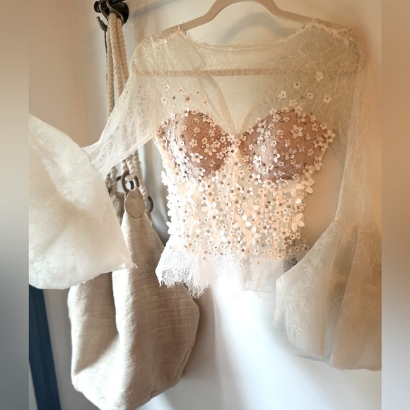 Gemy Maalouf brand new bridal top intricate detail work and gemstone - Picture 2 of 16